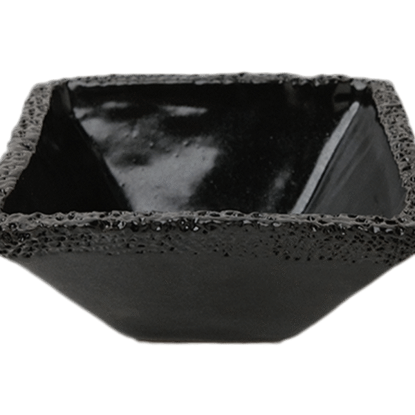 Ashes Soup bowl full Hammered edge square 14cm Black