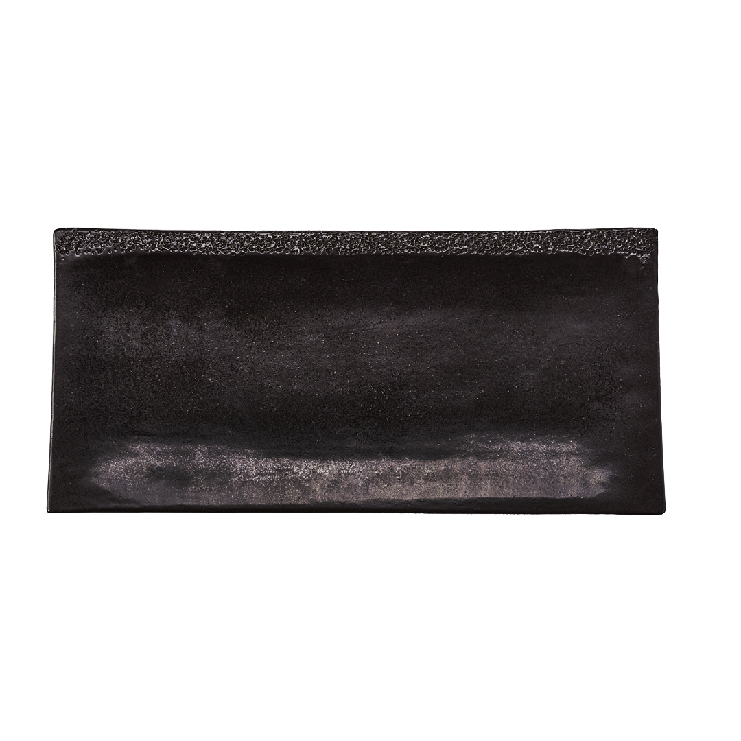 Ashes Serving Plate Rectangular Black - Hammered Length Edge