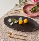 Pebble Serving Plate Oval Black