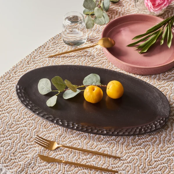 Pebble Serving Plate Oval Black