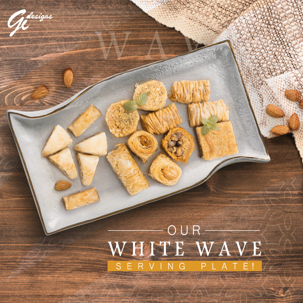 Wave Serving Plate White & Gold - Image 5