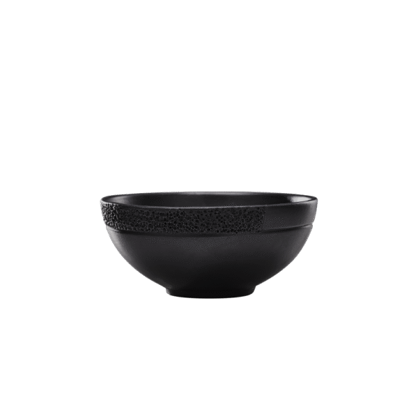 Ashes Soup Bowl 14cm Black - Half Hammered Edge